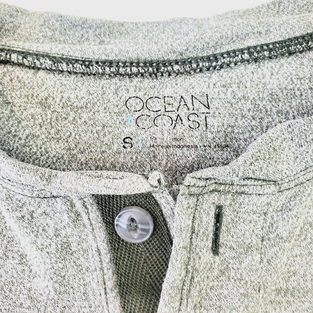 Ocean + Coast Long Sleeve Henley 100% Cotton Small Army Green - Picture 4 of 11